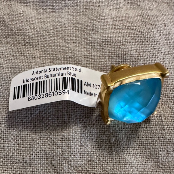 Julie Vos Antonia Statement Stud Earrings - Iridescent Bahamian Blue - NWT - Picture 7 of 11